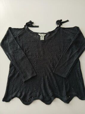 Indigo Rein Charcoal Cold Shoulder Sweater - S